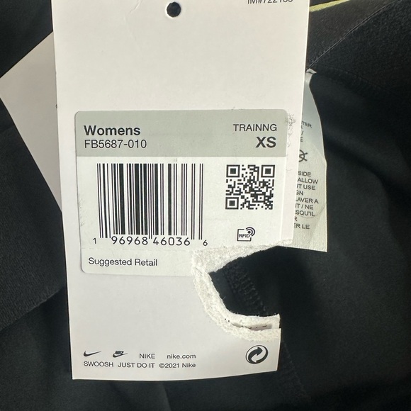 Nike Pro Mid-rise Full-length Leggings black/neon yellow size Extra small - Picture 6 of 7